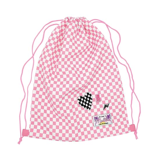 Summer Pink &#x26; White Check Drawstring Bag by Creatology&#x2122;